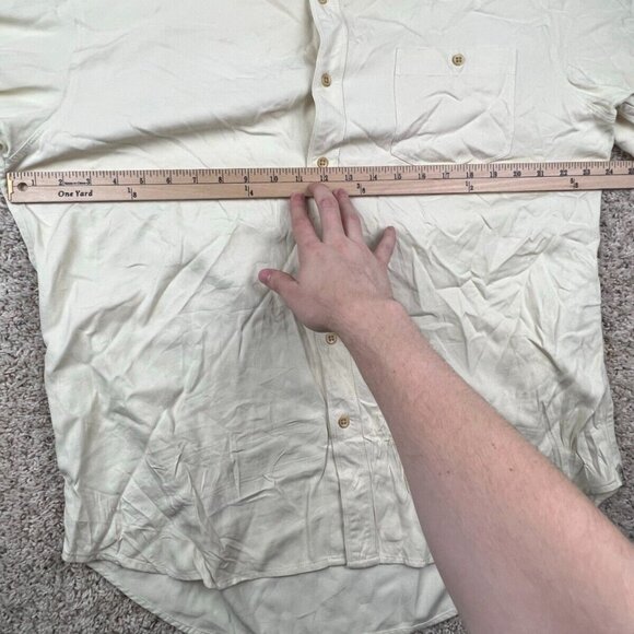 Tommy Bahama Mens Button Up Camp Shirt Large All Silk Long Sleeve Pale Yellow ** - Picture 5 of 11